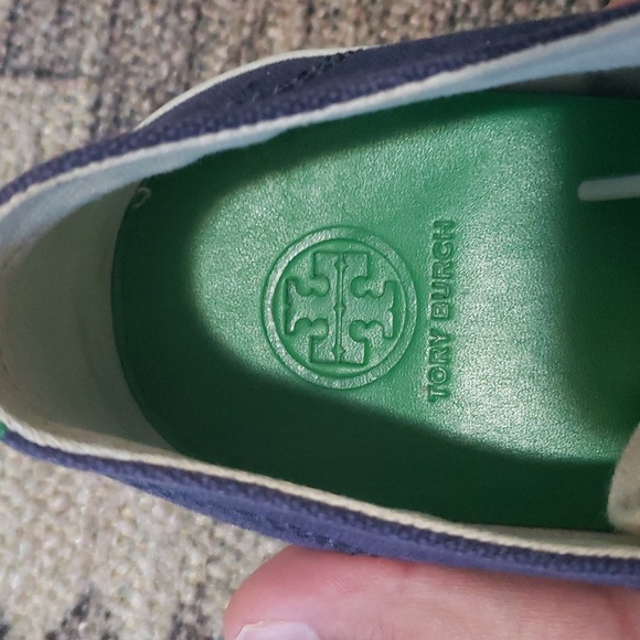 SOLD! Tory Burch Murray Canvas Grosgrain Navy/Green Women's - Picture 7 of 10